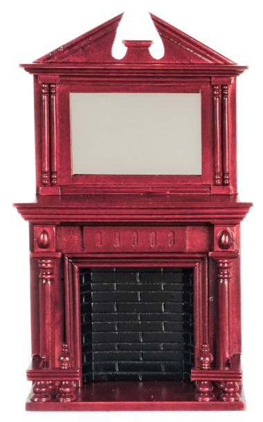 Dollhouse City - Dollhouse Miniatures Fireplce with Mirror - Mahogany