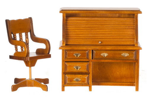 Rolltop Desk and Chair - Walnut