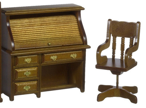 Rolltop Desk and Chair - Walnut