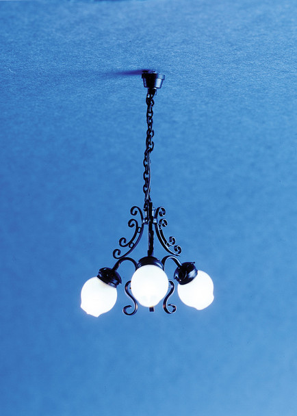 3-Arm Filagree Chandelier - Black