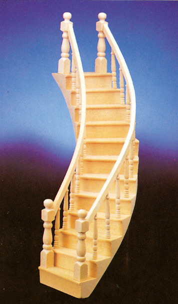 Dollhouse City - Dollhouse Miniatures 2-Rail Stairs Left - Assembled