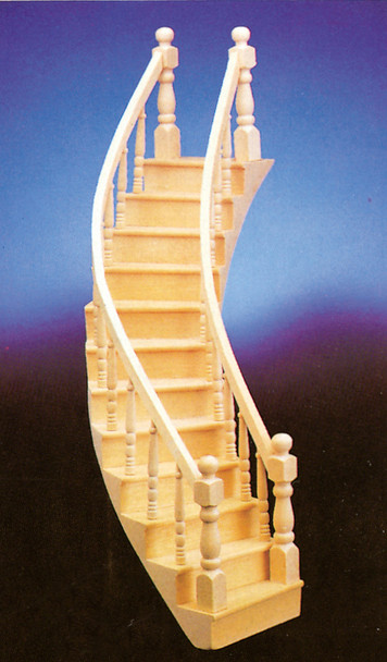 Dollhouse City - Dollhouse Miniatures 2-Rail Stairs - Right and Assembled