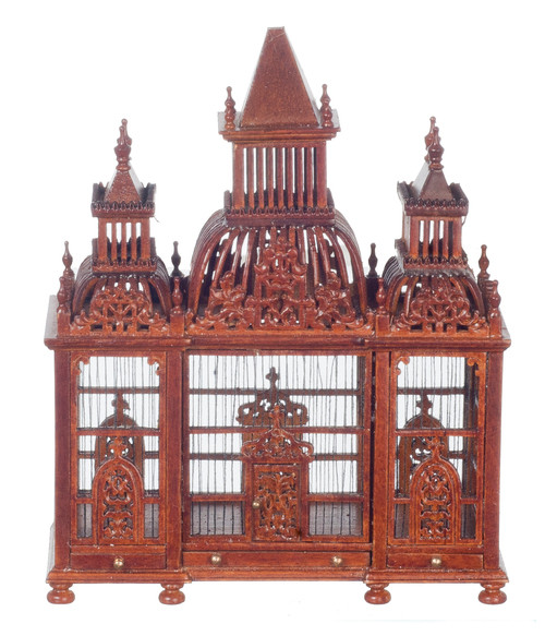 Victorian Birdcage with Birds - Walnut