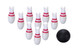 10 Bowling Pins and Ball
