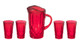 Pitcher with 4 Glasses - Red