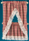 Kitchen Curtains Set- Country Red