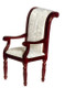Armchair With White Fabric - Mahogany