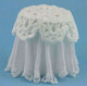 Lace Top Skirted Table - White