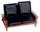 Sofa - Black Leather - Walnut