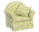 Dollhouse City - Dollhouse Miniatures Chair with Green Floral Fabric