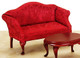 Queen Anne Loveseat - Red and Mahogany