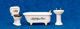 Dollhouse City - Dollhouse Miniatures Clawfoot Bath Set - White