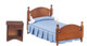 Bed Set - Blue and Walnut