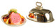 Ham and Fruits on Metal Tray