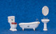 Porcelain Bath Set - White Flower