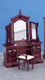 Vanity with Mirror and Stool - Mahogany