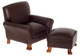 Leather Chair and Ottoman - Brown and Walnut