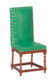 Leather Side Chair - Green and Walnut