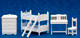 Bunk Bed Set with Blue Fabric