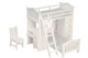 Bunk Bed Set with Desk and Chair - White