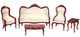 Victorian Living Room Set - White Brocade
