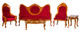 Victorian Living Room Set - Red and Walnut