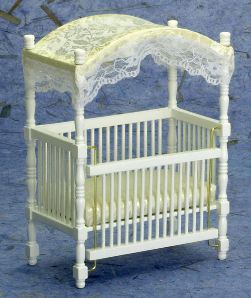 White Canopy Crib White Dollhouse City