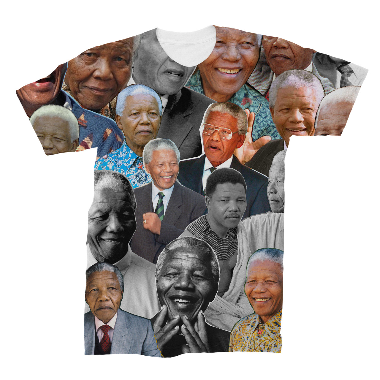 Nelson Mandela. 3D Collage Face T-Shirt