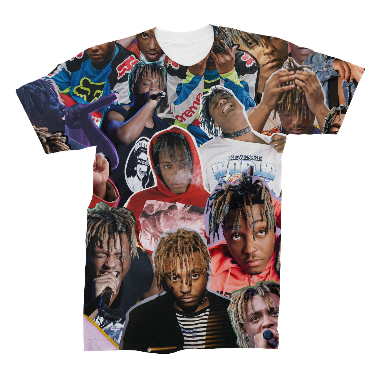 Juice Wrld 3D Collage Face T-Shirt - AllOverPrint.ca