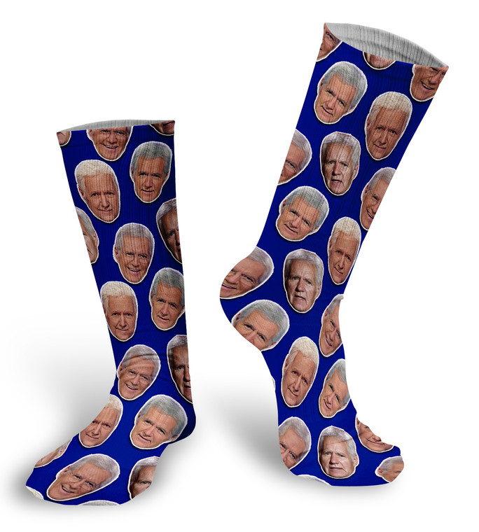 Alex Trebek Jeopardy Faces Socks