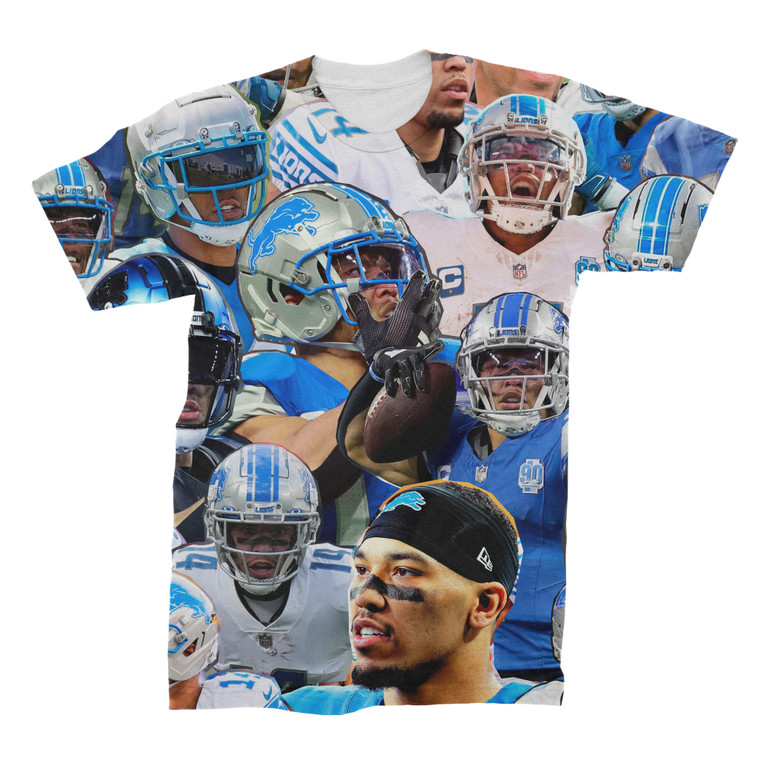 Amon-Ra St. Brown 3D Collage Face T-Shirt