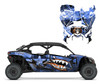 2025 Can am Maverick X3 MAX Army Warhawk Shark graphics wrap kit in Scandi Blue Orange
