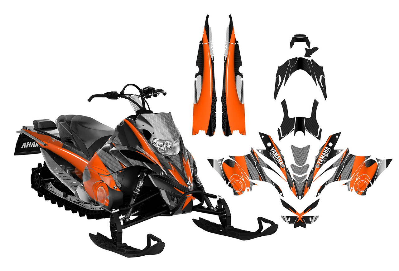 Yamaha FX Nytro Graphics Decal Wrap kit with 144 Tunnels design 1533 orange