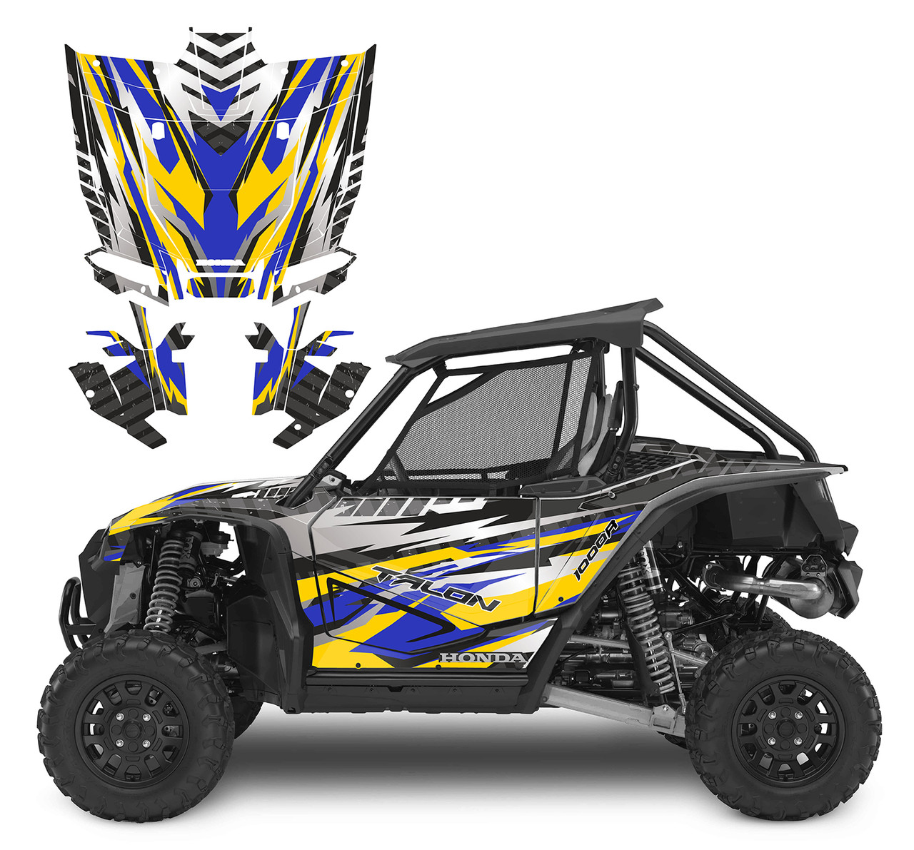 Talon 1000R X graphic wrap kit design V3001 yellow blue