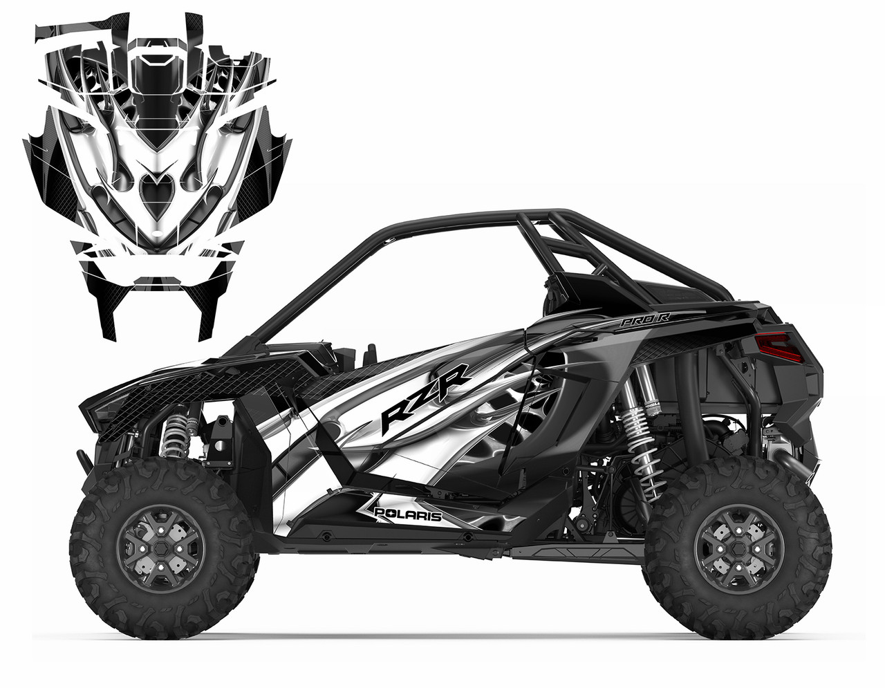 Polaris RZR Pro R and Pro XP graphic wrap kit design 4445 graphite