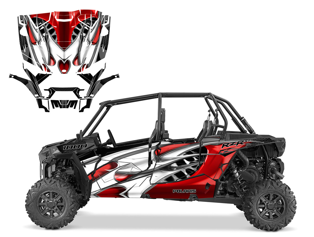 2023 RZR4 graphics wrap kit design 4445 red