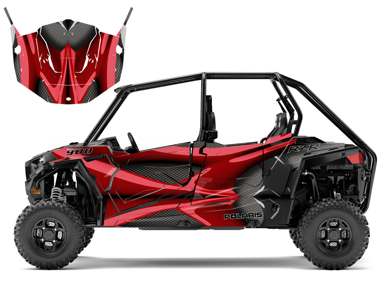 2015-2018 RZR 4XP 900 graphics decal kit design #1300 Red