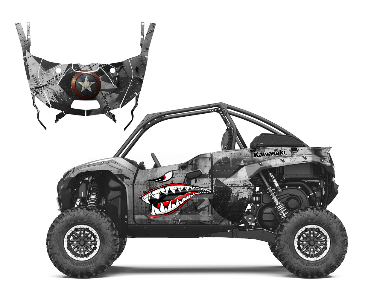 KRX1000 graphics decal kit with Army Warhawk Shark