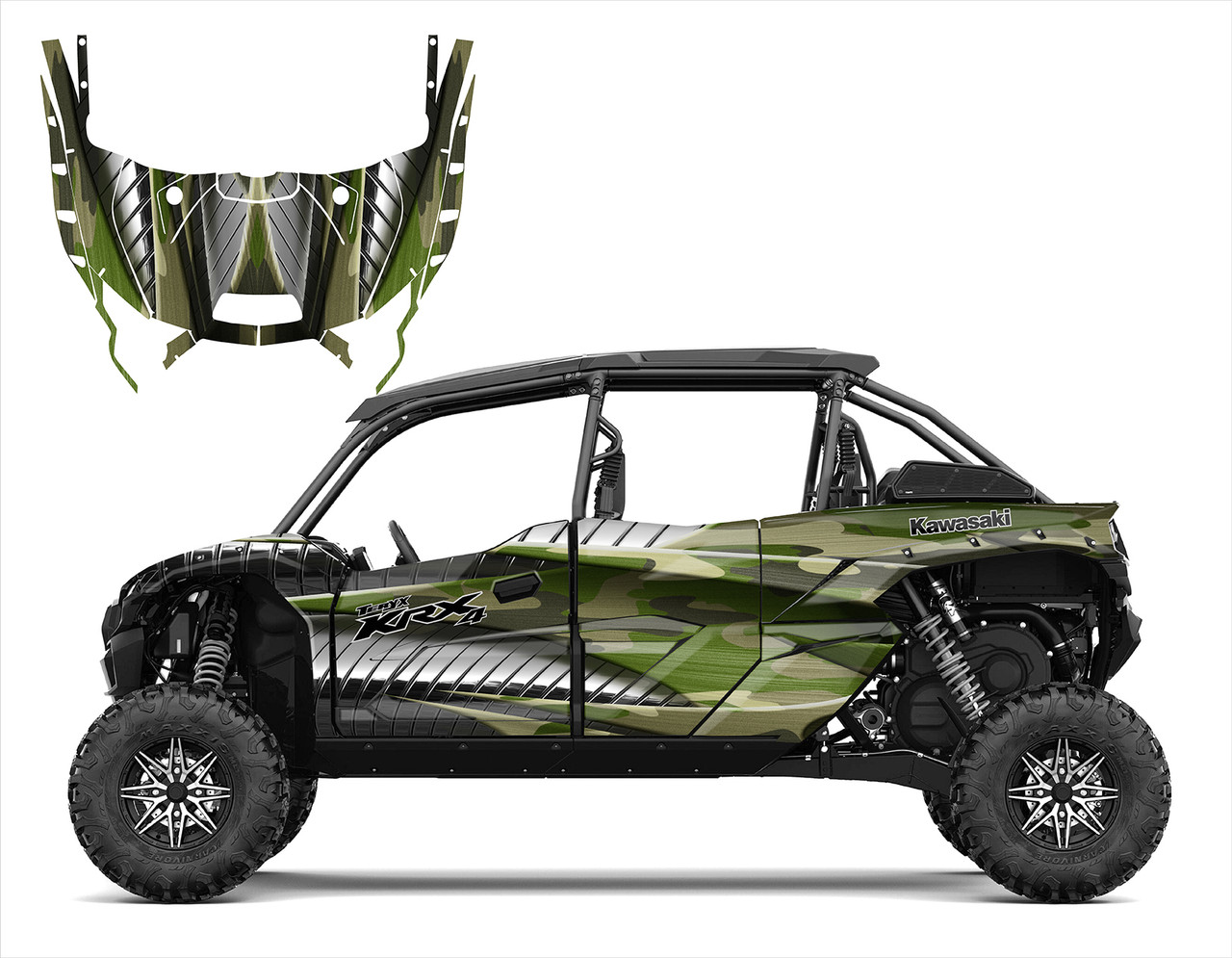 Kawasaki KRX4 SEATER graphics decal kit design Green Camo 4500