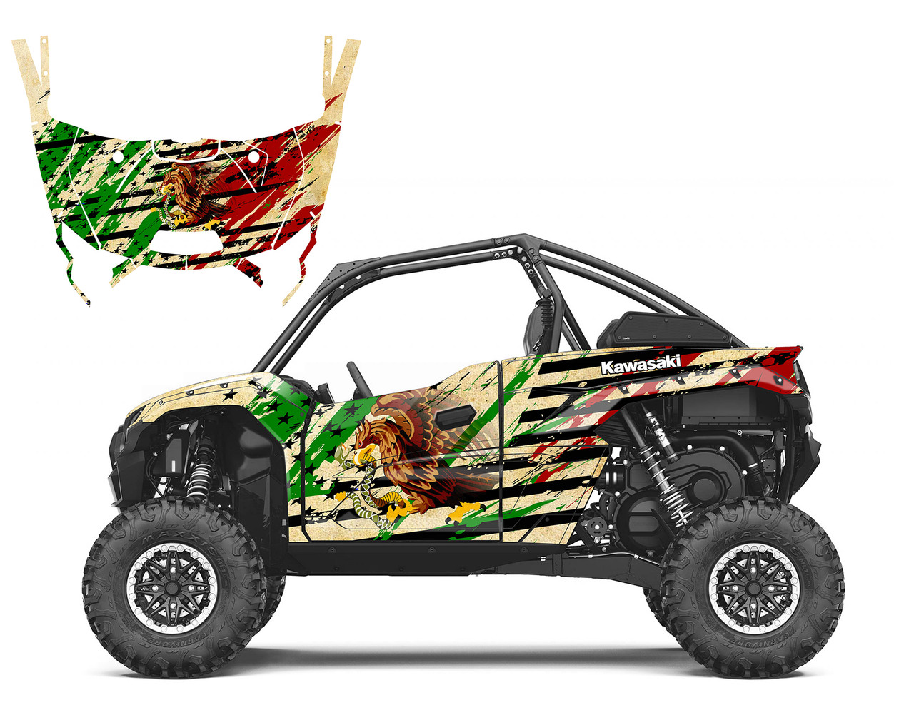 Kawasaki KRX 1000 US MEXICO FLAG graphic wrap kit