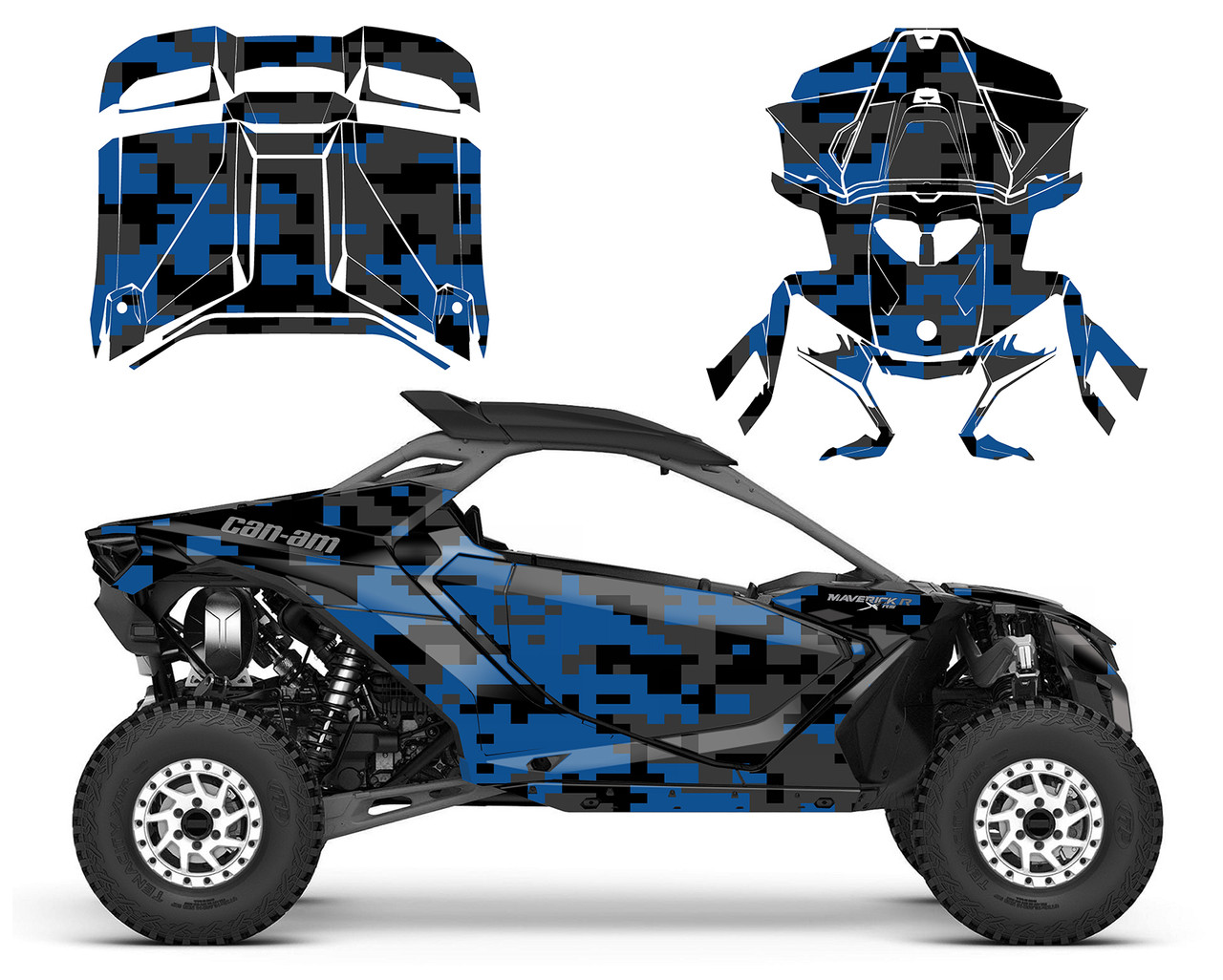 Can am Maverick R graphic wrap kit Digital Camo design