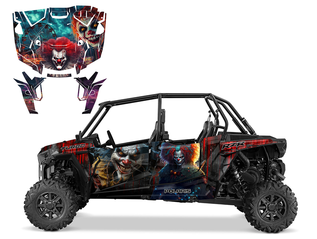 2023 RZR4 graphic decal kit with Evil Clown design