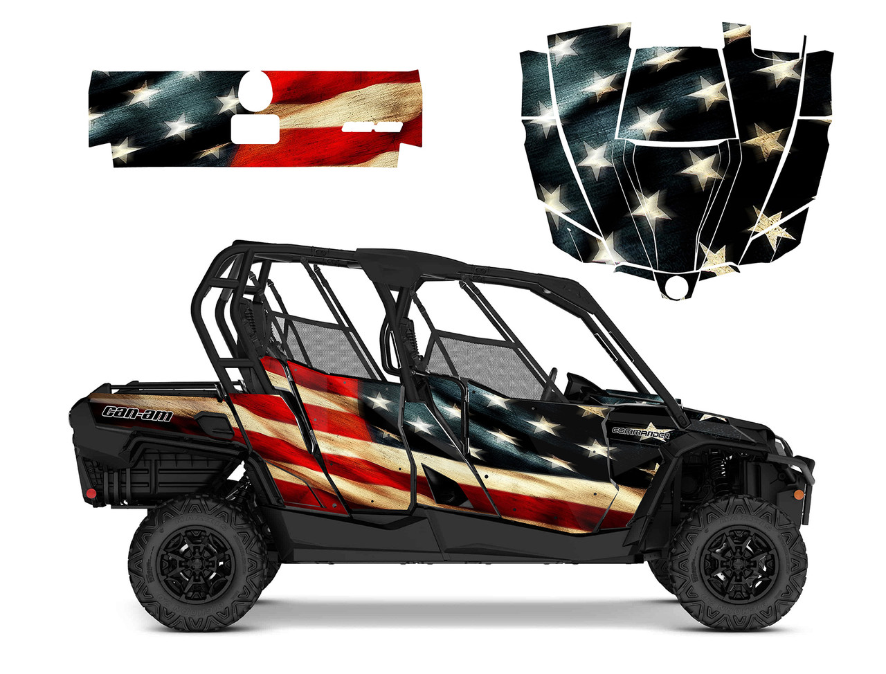 2012 -2020 Can am Commander Max 1000XT Tattered Flag graphic wrap kit