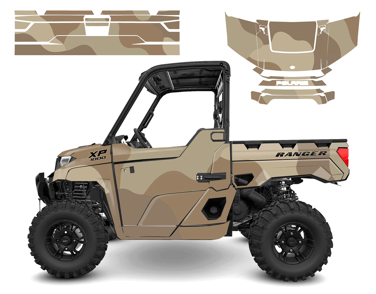 Polaris Ranger 1000 XP 2018-2025 M81 Desert Camo graphics decal kit