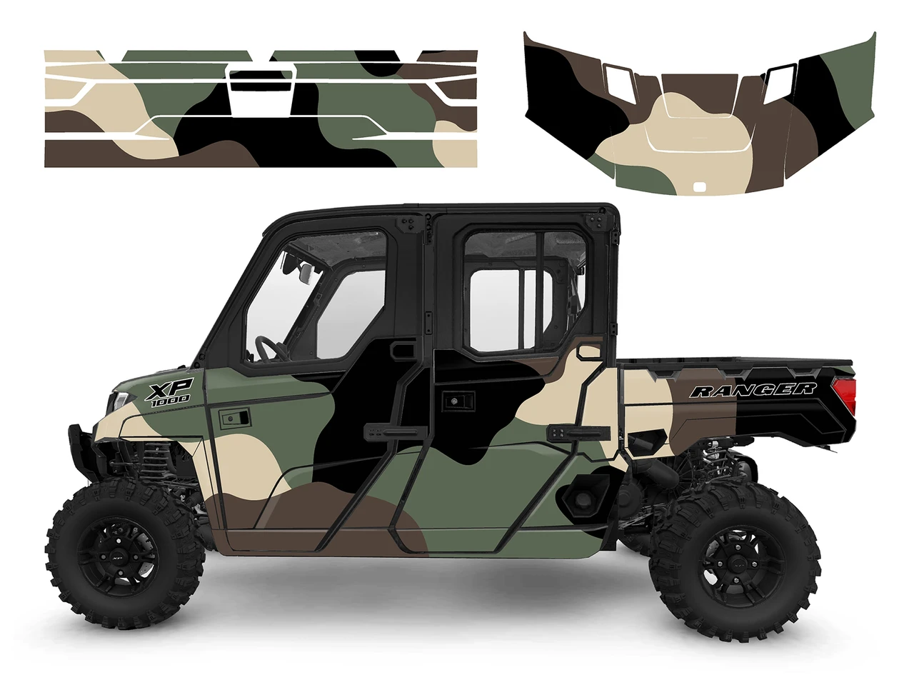 Ranger Crew 1000 XP 2019-2025 M81 Woodland Camo graphic wrap kit