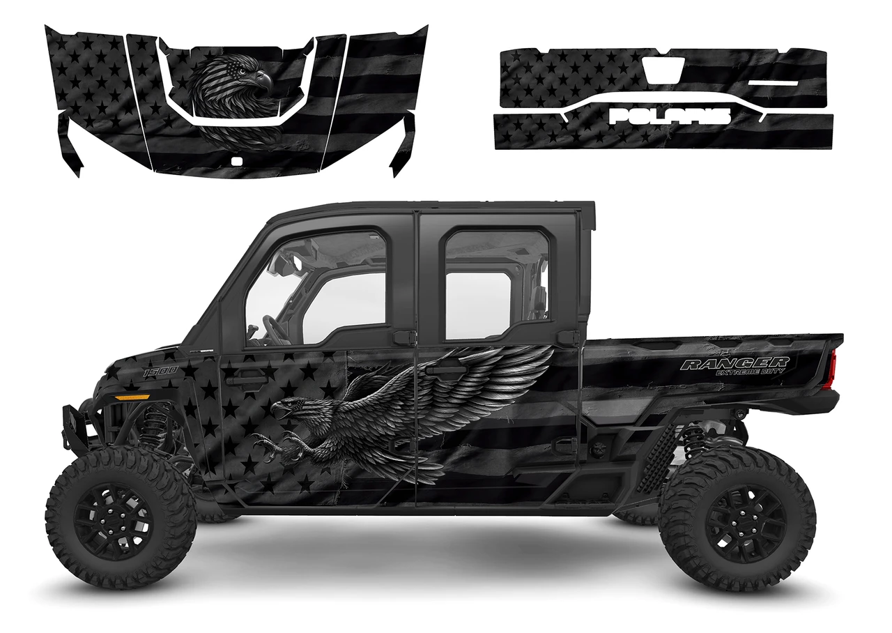 Polaris Ranger Crew 1500XD Black Eagle Tactical Flag Graphic Wrap kit