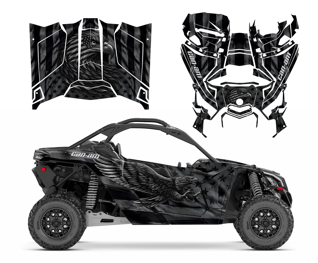 Can am Maverick X3 Black Eagle Tactical Flag graphic wrap kit