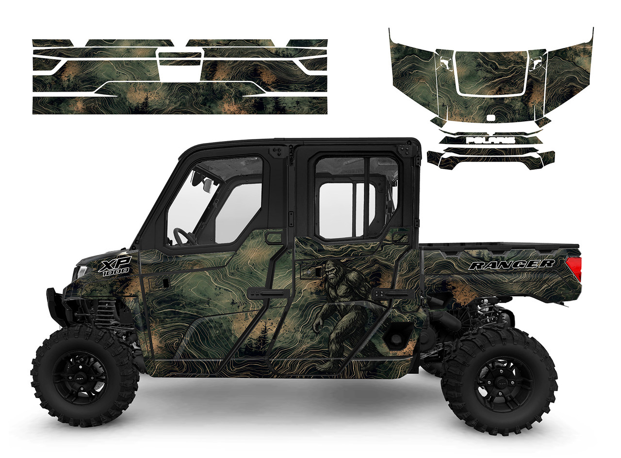 Ranger Crew 1000 XP 2019-2025 Topo Map with Big Foot graphic wrap kit