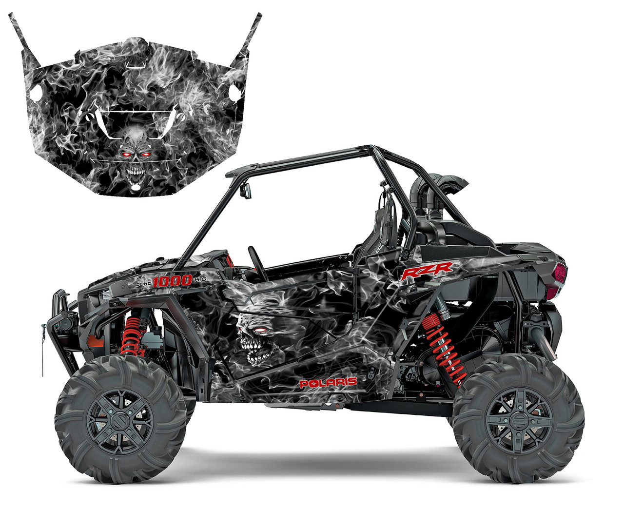 Polaris RZR 1000 custom graphics for 2014 - 2018 with Zombie Skull