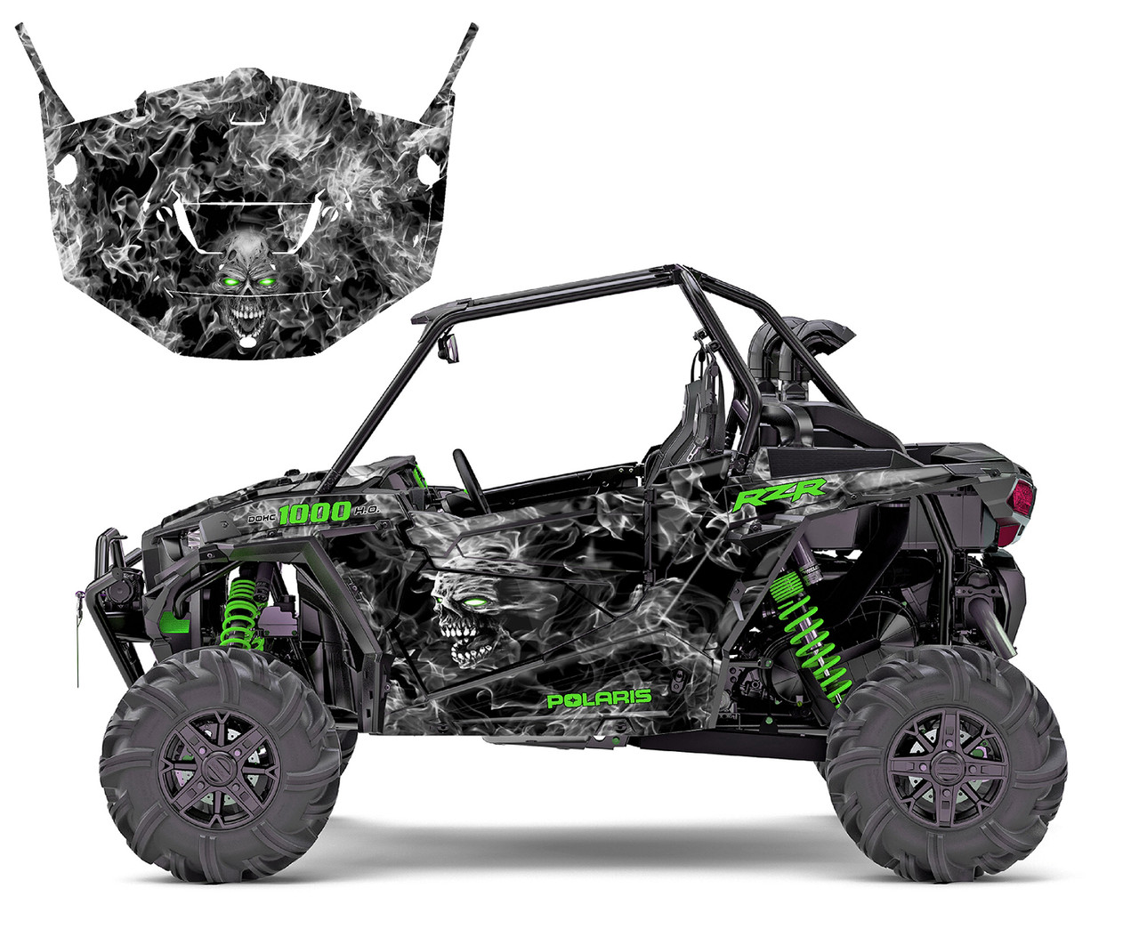 Polaris RZR 1000 custom graphics for 2014 - 2018 with Zombie Skull